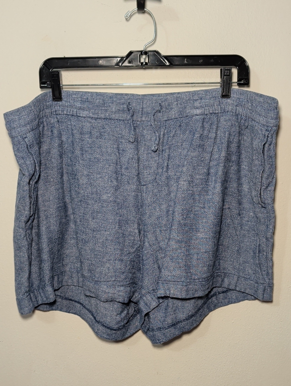 Old Navy High Waist Linen-Blend Shorts Blue Cuffed Hem Drawstring Womens Size XL